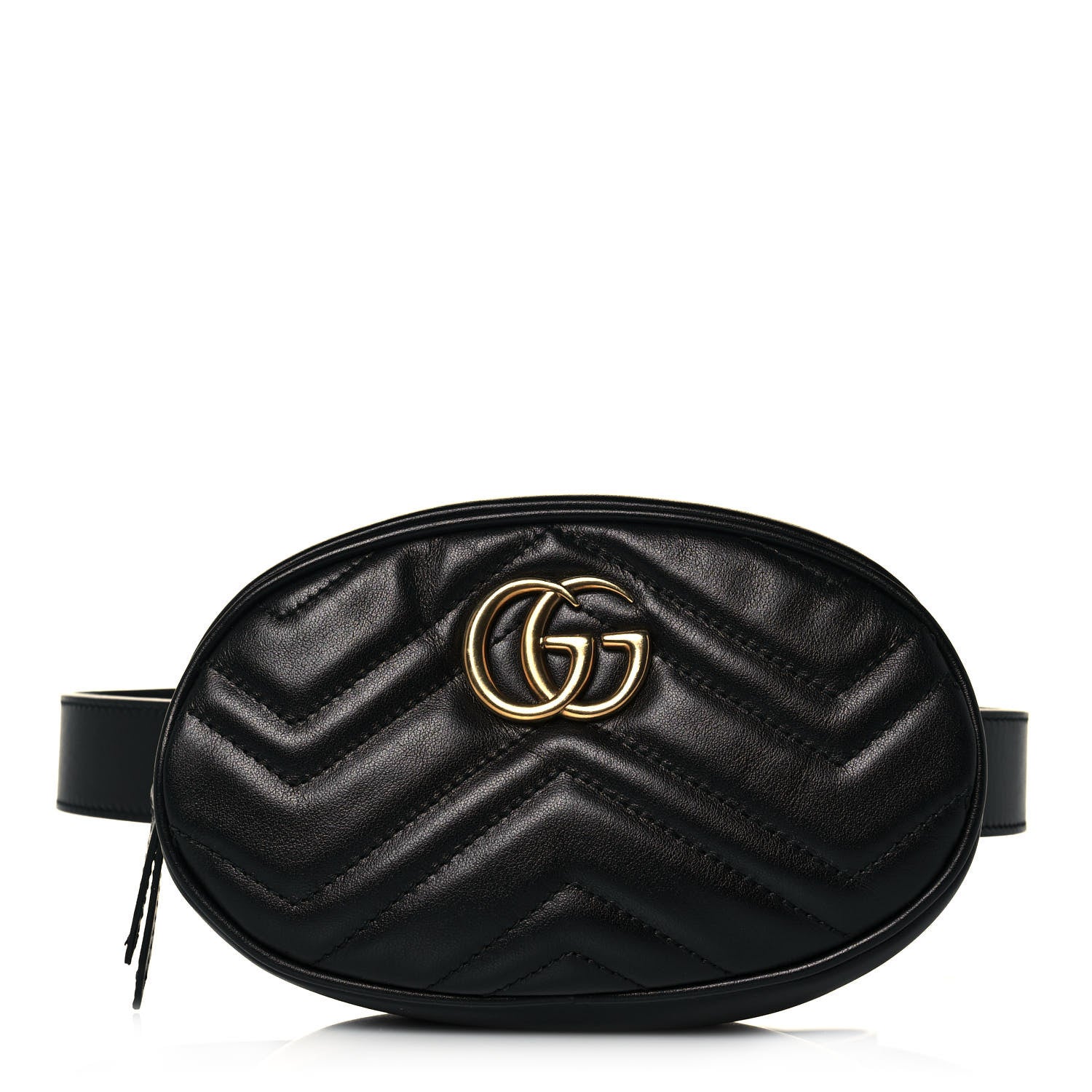 Gucci Calfskin Matelasse GG Marmont Belt Bag 95 38 Black 1 of 15