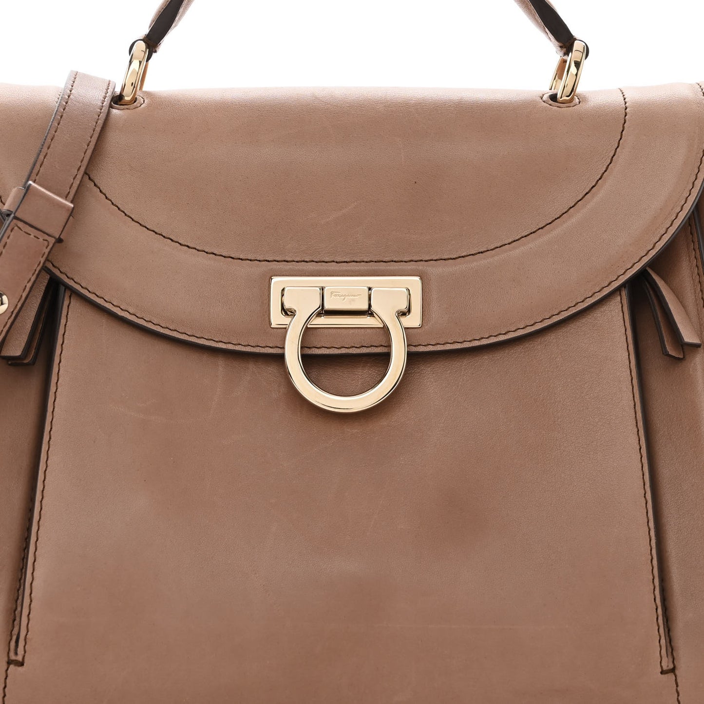 Calfskin Sofia Rainbow Top Handle Bag Moka