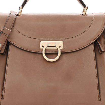Salvatore Ferragamo Calfskin Sofia Rainbow Top Handle Bag Moka 7 of 9