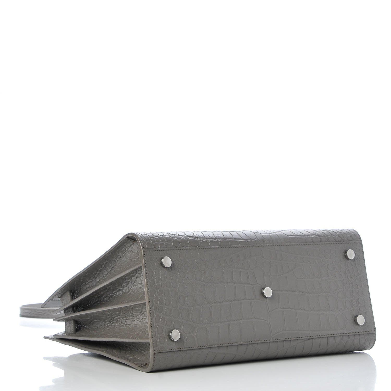 Saint Laurent Calfskin Crocodile Embossed Small Sac De Jour Fog 4 of 12