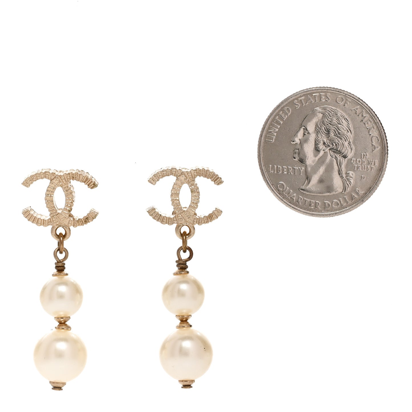 Pearl CC Drop Earrings Gold