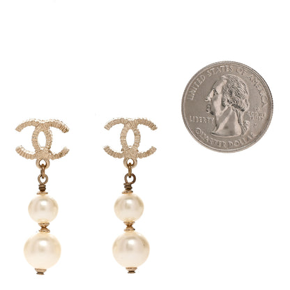 Chanel Pearl CC Drop Earrings Gold 2 of 5