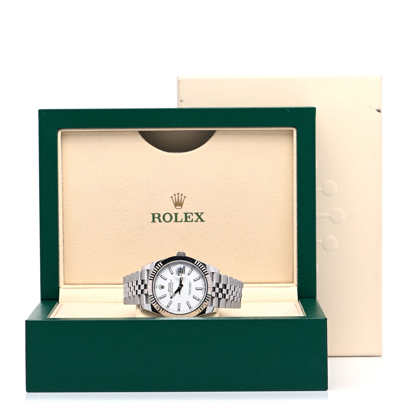 Stainless Steel 18K White Gold 41mm Oyster Perpetual Datejust Watch White 126334