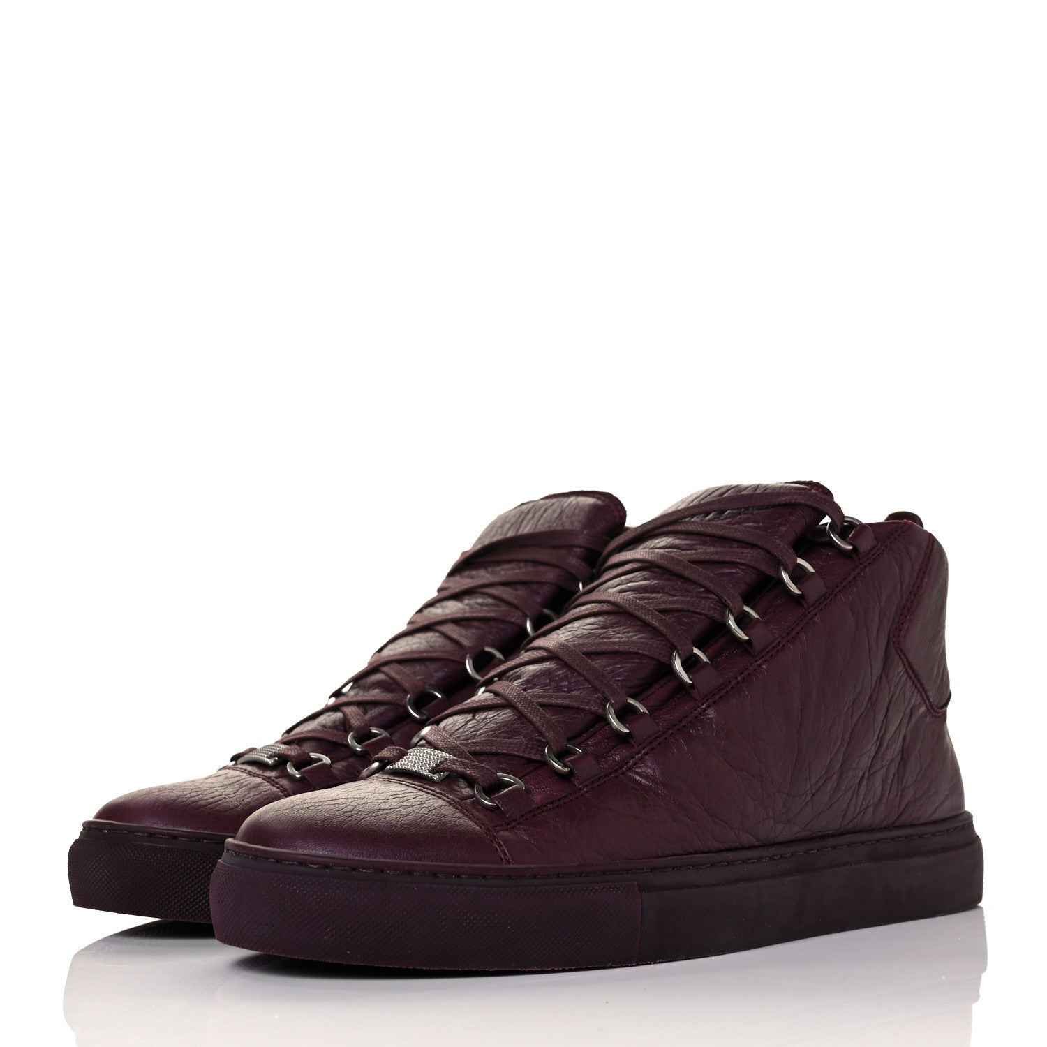 Balenciaga Agneau Arena Opaque Womens High Top Sneakers 42 Rouge Bourgogne 3 of 9