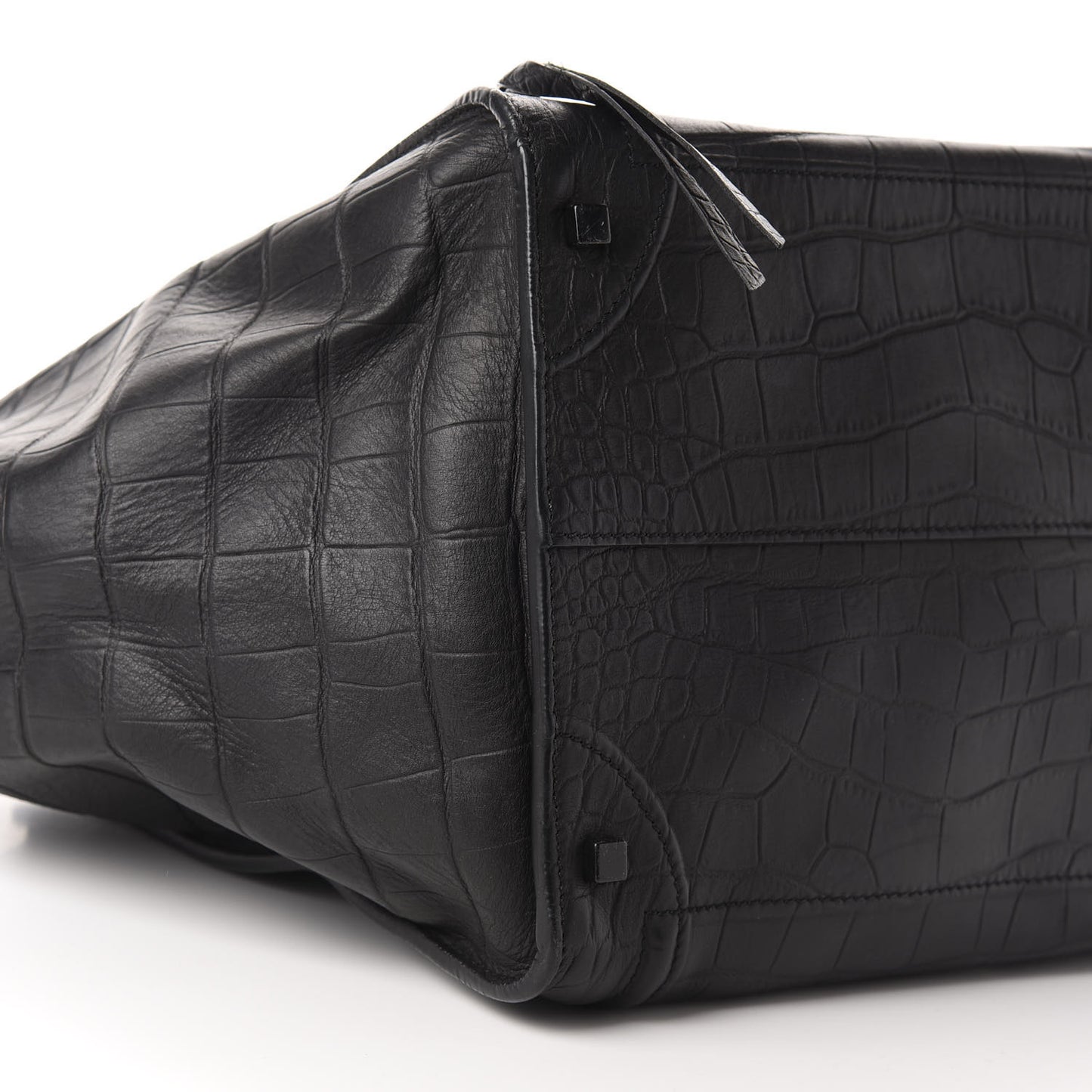 Crocodile Embossed Calfskin Medium Phantom Luggage Black