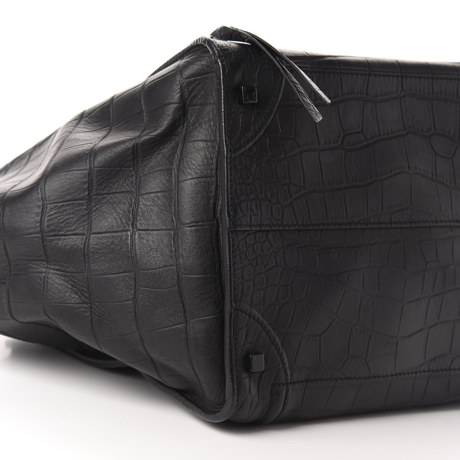 Celine Crocodile Embossed Calfskin Medium Phantom Luggage Black 6 of 12