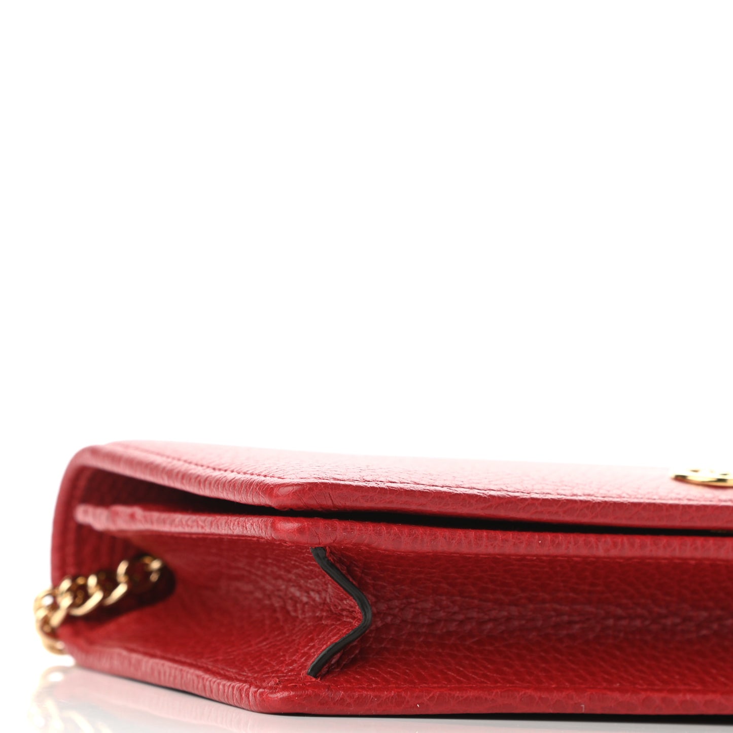 Dollar Calfskin Mini GG Marmont Chain Wallet Hibiscus Red