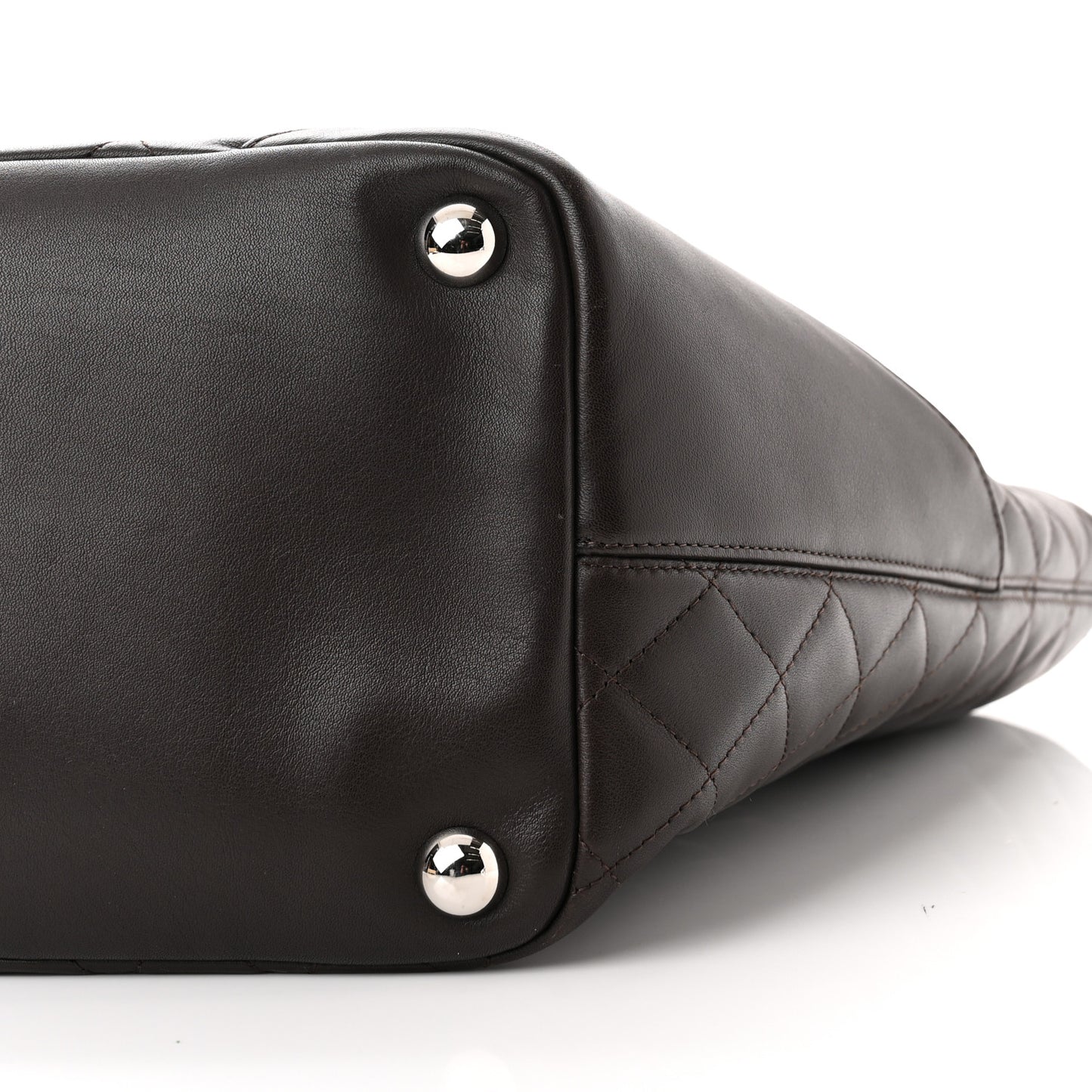 Calfskin Quilted Large Cambon Tote Brown