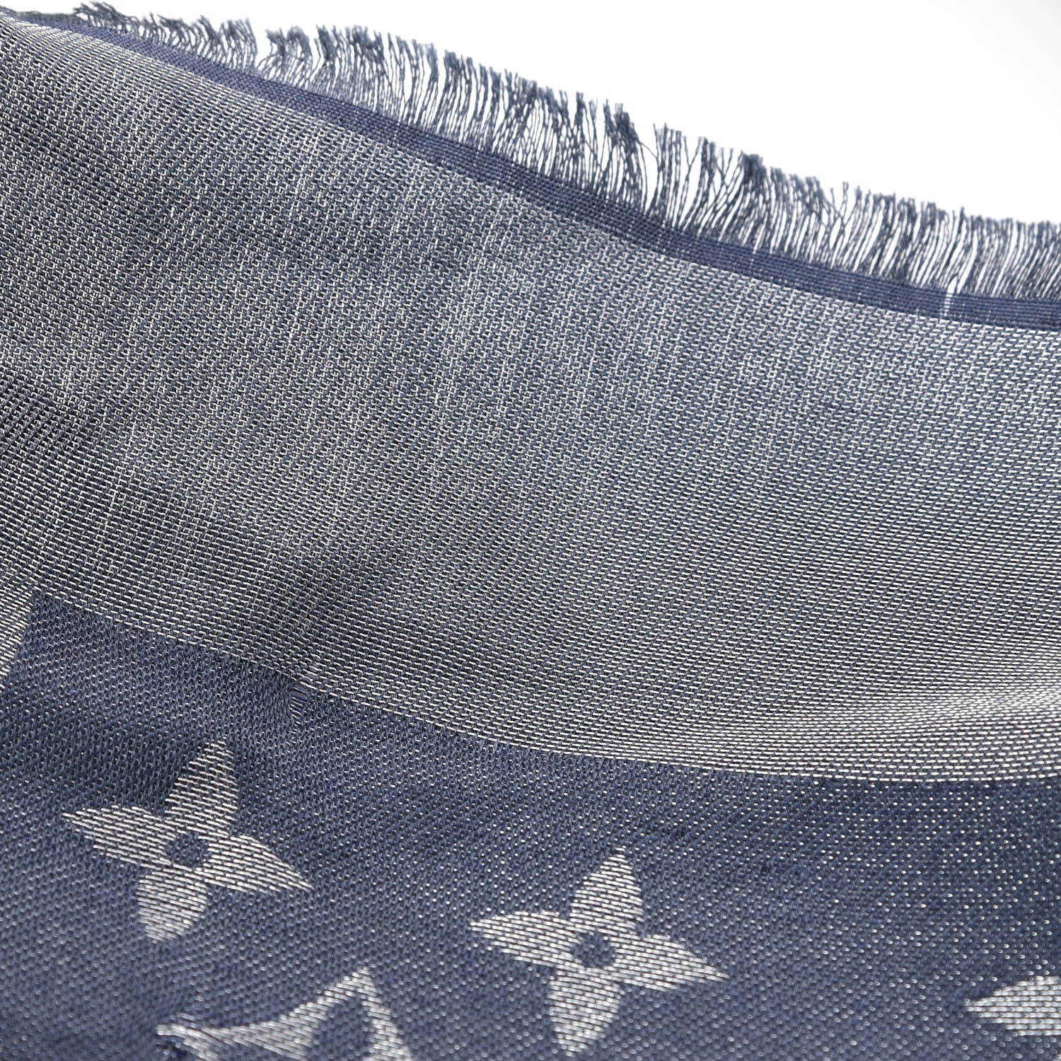 Louis Vuitton Silk Metal Wool Monogram Shawl Blue 5 of 6