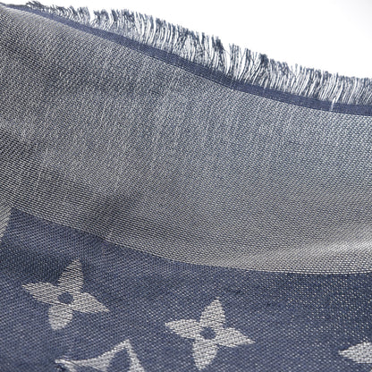 Louis Vuitton Silk Metal Wool Monogram Shawl Blue 5 of 6