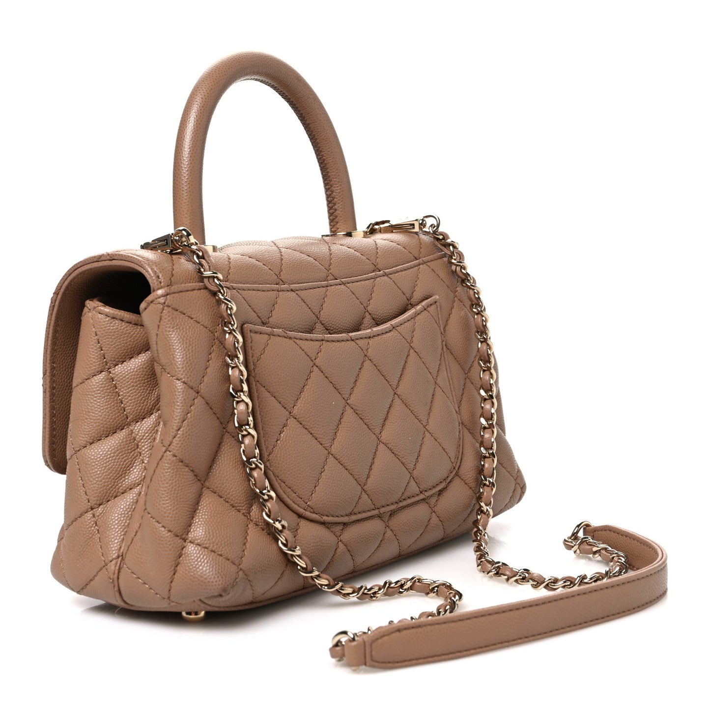 Caviar Quilted Mini Coco Handle Flap Beige