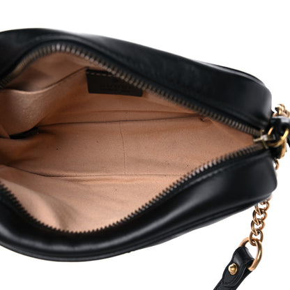 Gucci Calfskin Matelasse Mini GG Marmont Chain Shoulder Bag Black 5 of 9