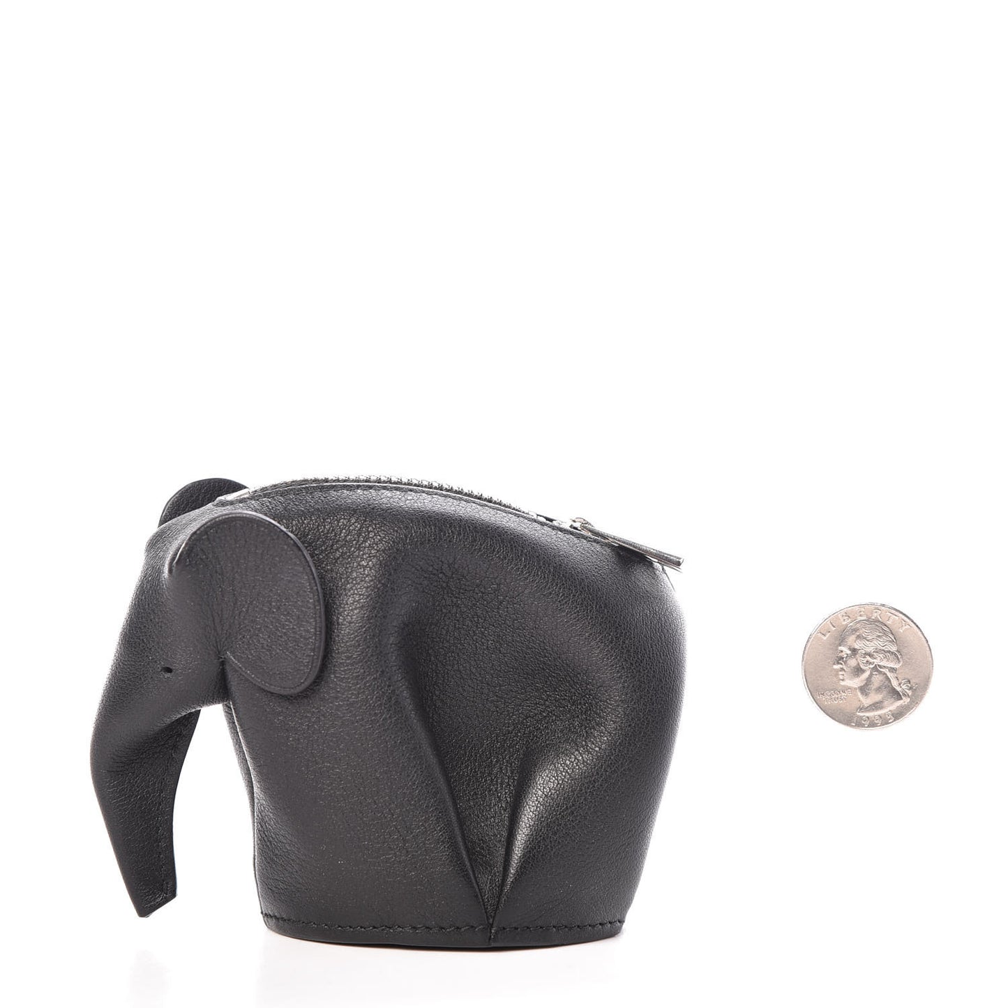 Calfskin Elephant Coin Purse Black