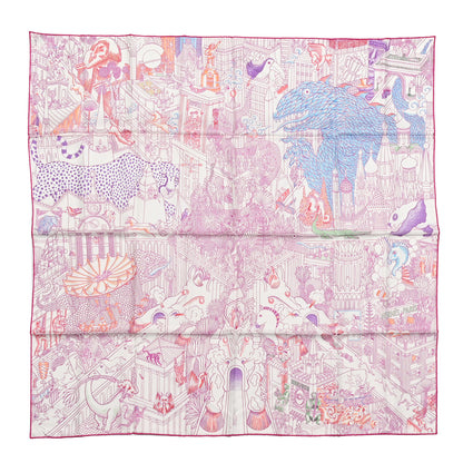 Hermes Silk Animapolis Scarf 90 White Fuchsia Multicolor 1 of 6