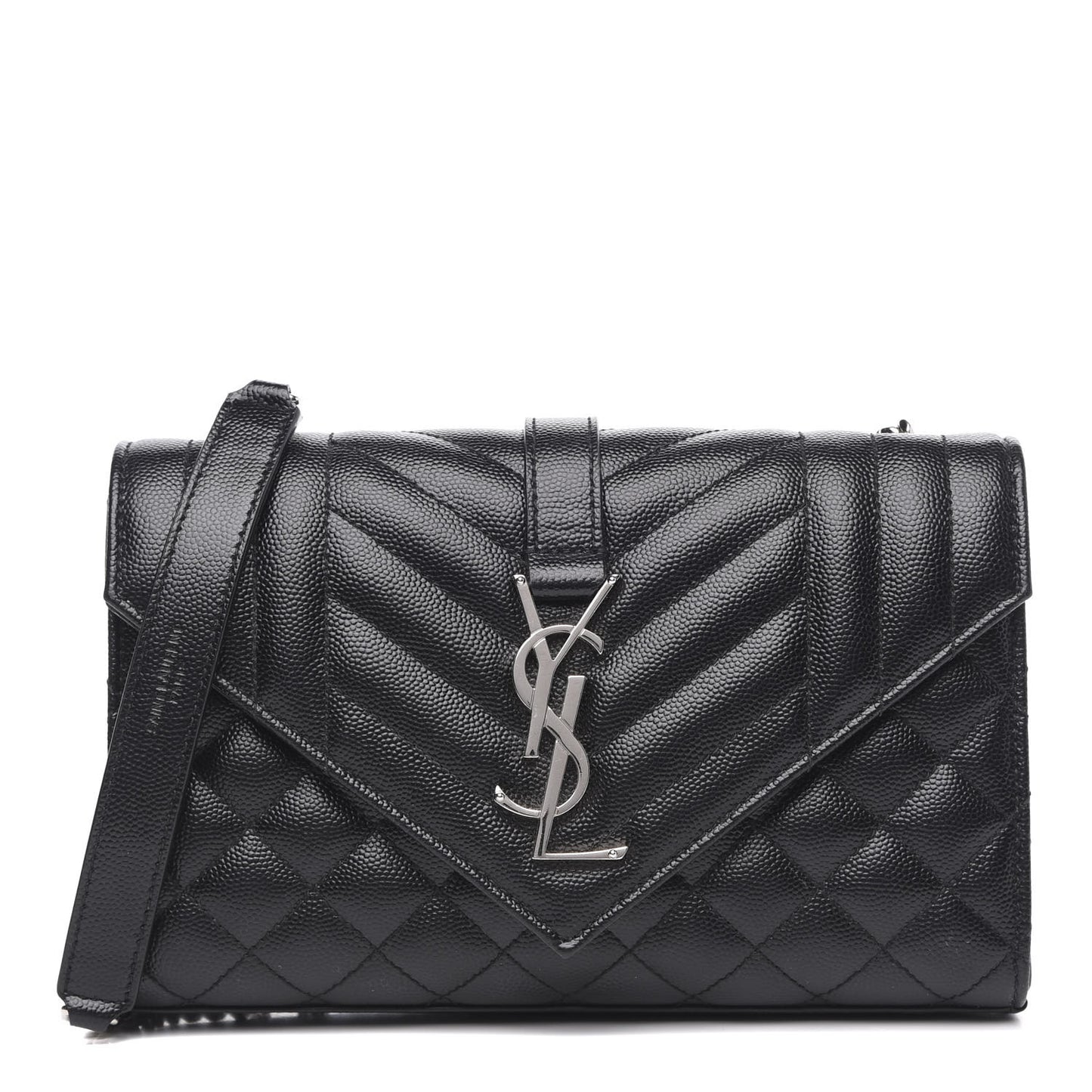 Grain De Poudre Textured Mixed Matelasse Triquilt Small Monogram Satchel Black