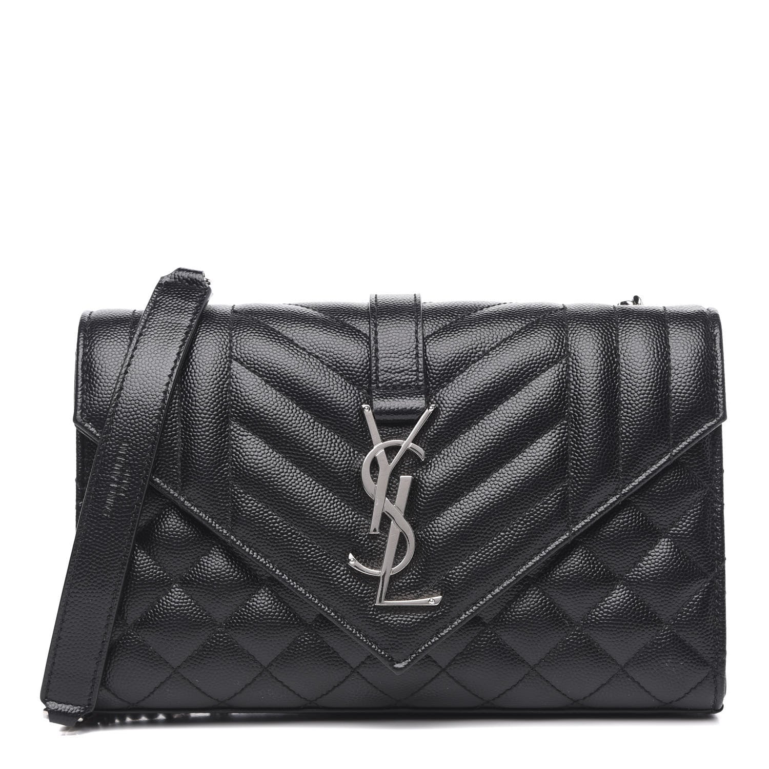 Saint Laurent Grain De Poudre Textured Mixed Matelasse Triquilt Small Monogram Satchel Black 1 of 12