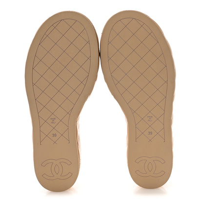 Chanel Lambskin Quilted Camelia CC Wedge Sandal Mules 39 Beige 6 of 10