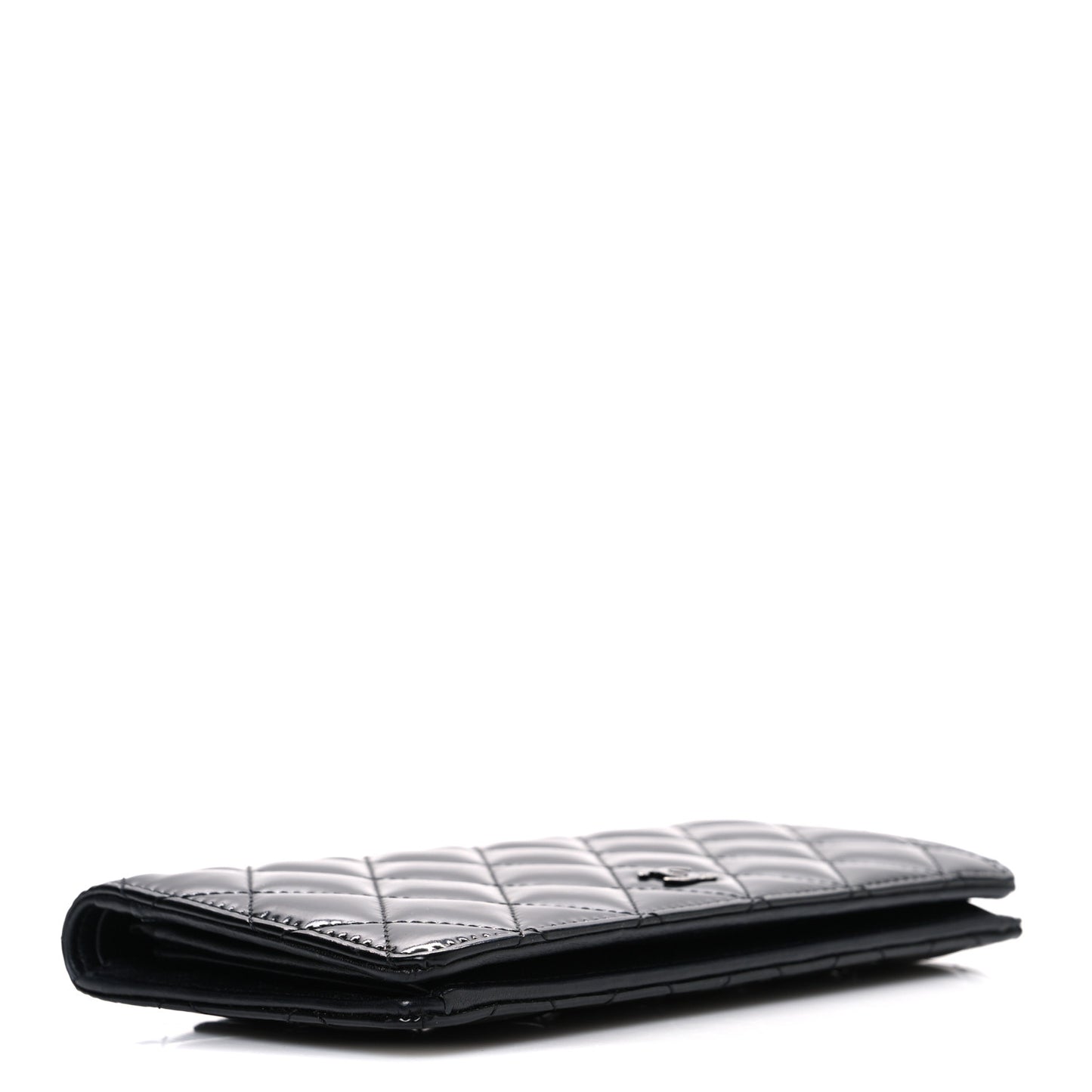 Patent Calfskin Quilted Yen Wallet So Black