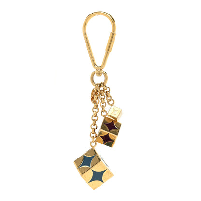 Louis Vuitton Damier Cubes Bag Charm Key Holder Gold 2 of 6