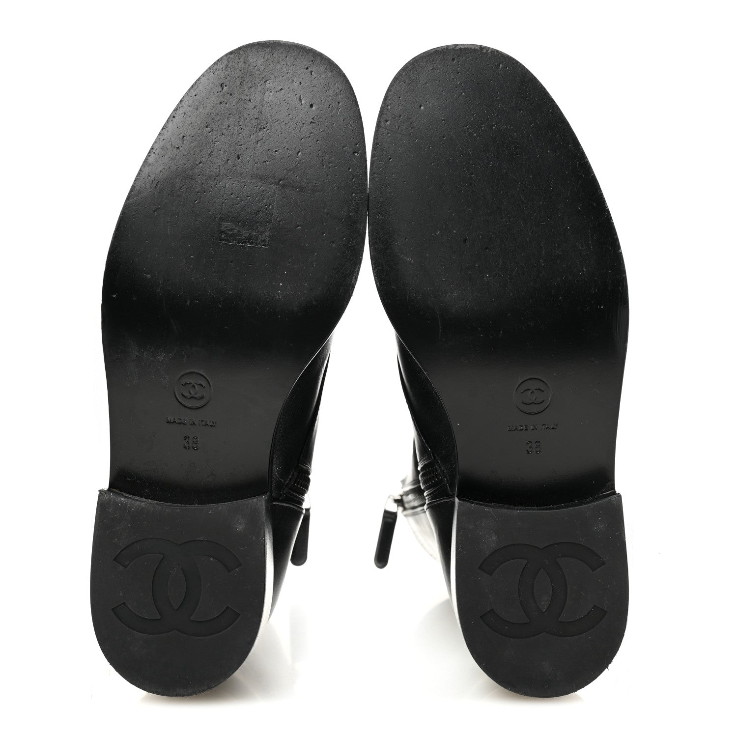 Chanel Iridescent Calfskin Patent Cap Toe Lace Up Combat Boots 38 Black 6 of 11