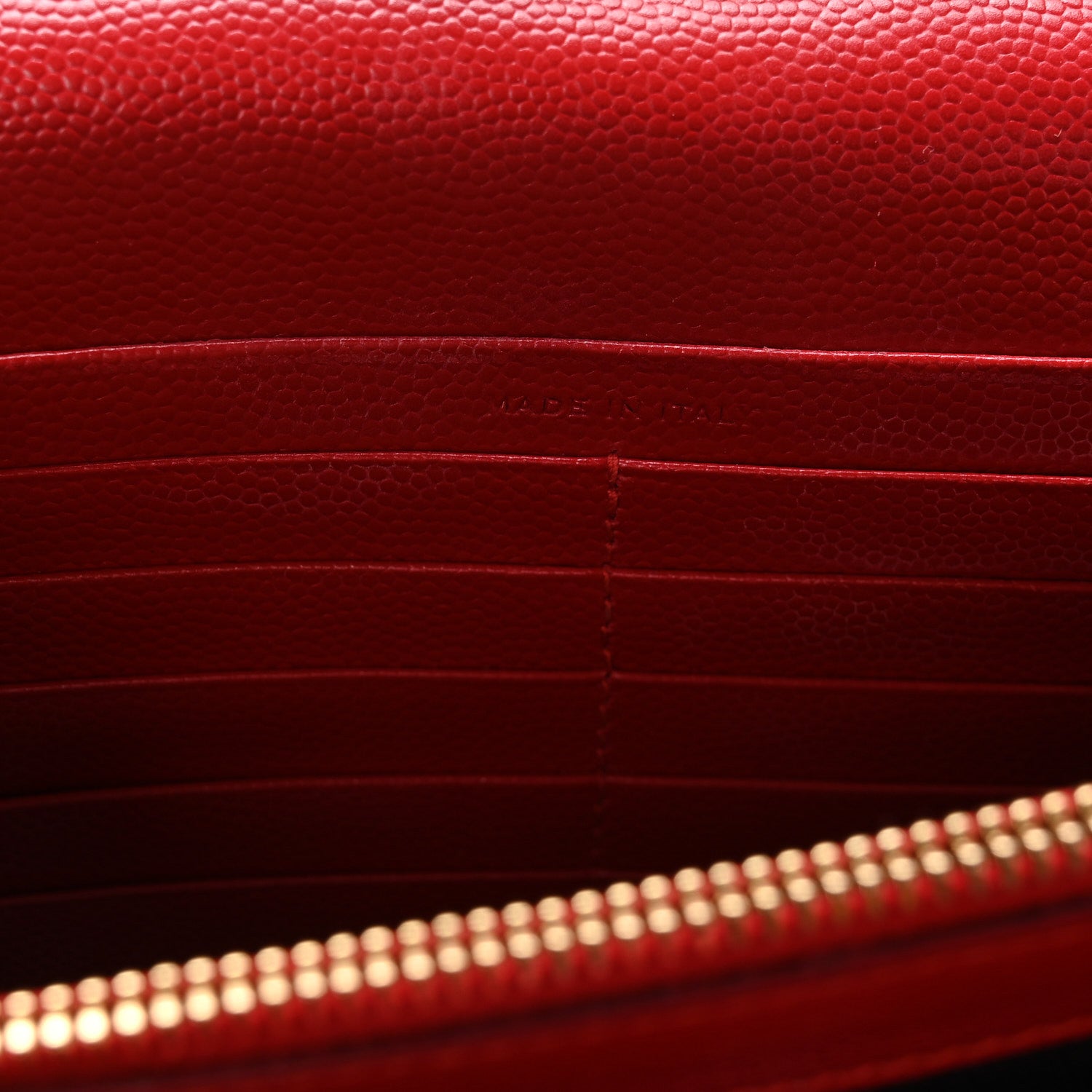 Saint Laurent Grain De Poudre Matelasse Chevron Monogram Chain Wallet Red 7 of 12