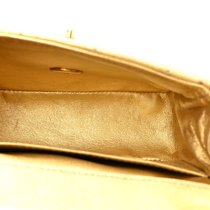 Chanel Metallic Lambskin Quilted Parent Child Kelly Flap Gold 11 of 29