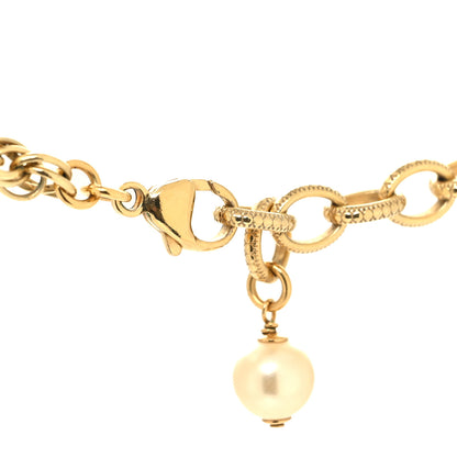 Chanel Pearl Beaded Crystal CC Necklace Gold Pink 4 of 6