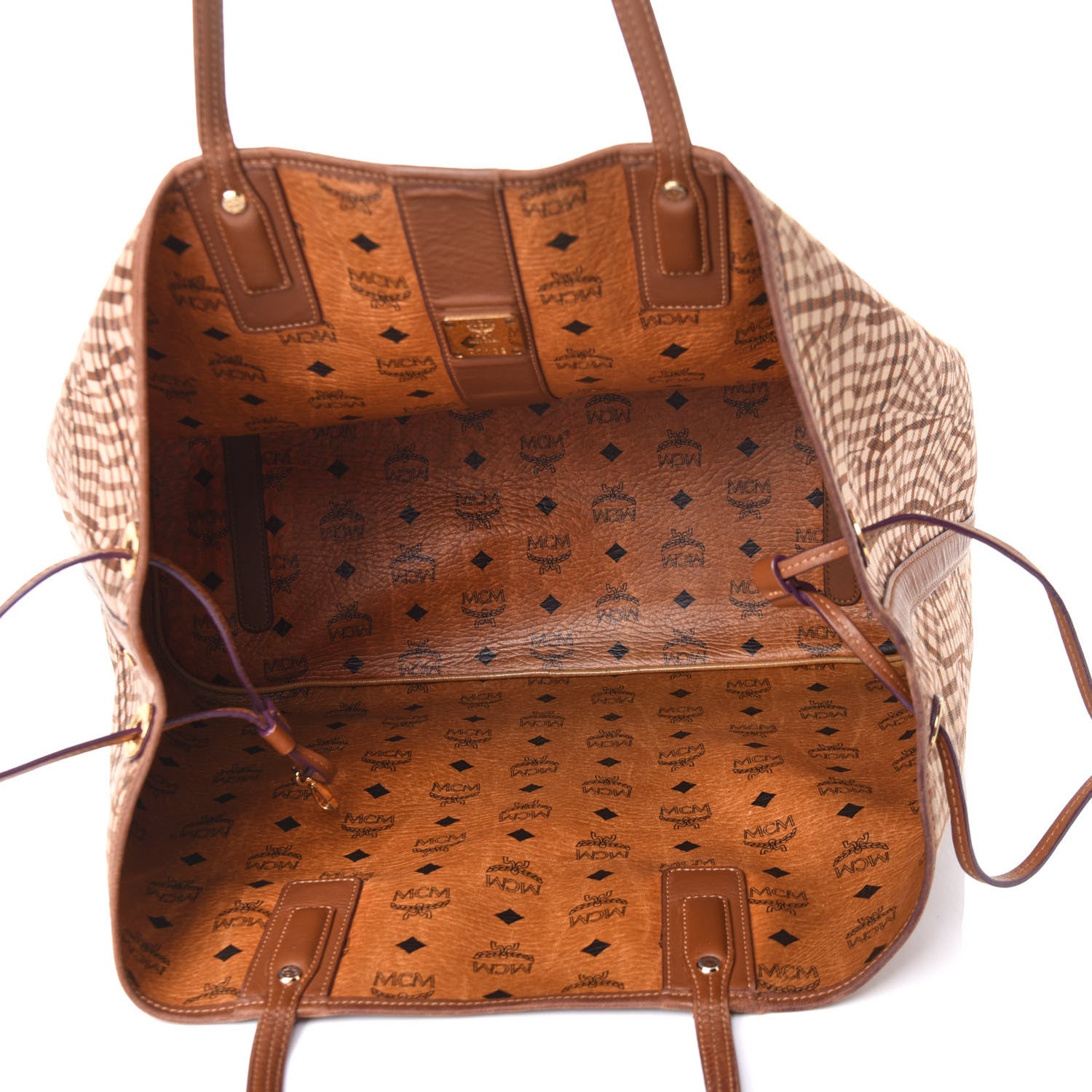 MCM Visetos Large Liz Reversible Shopper Tote Cognac 15 of 16