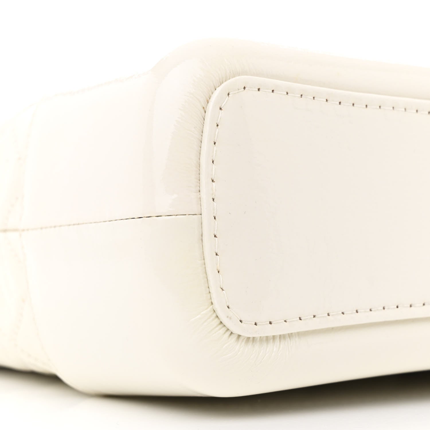 Chanel Patent Goatskin Quilted Medium Gabrielle Hobo White 9 of 18