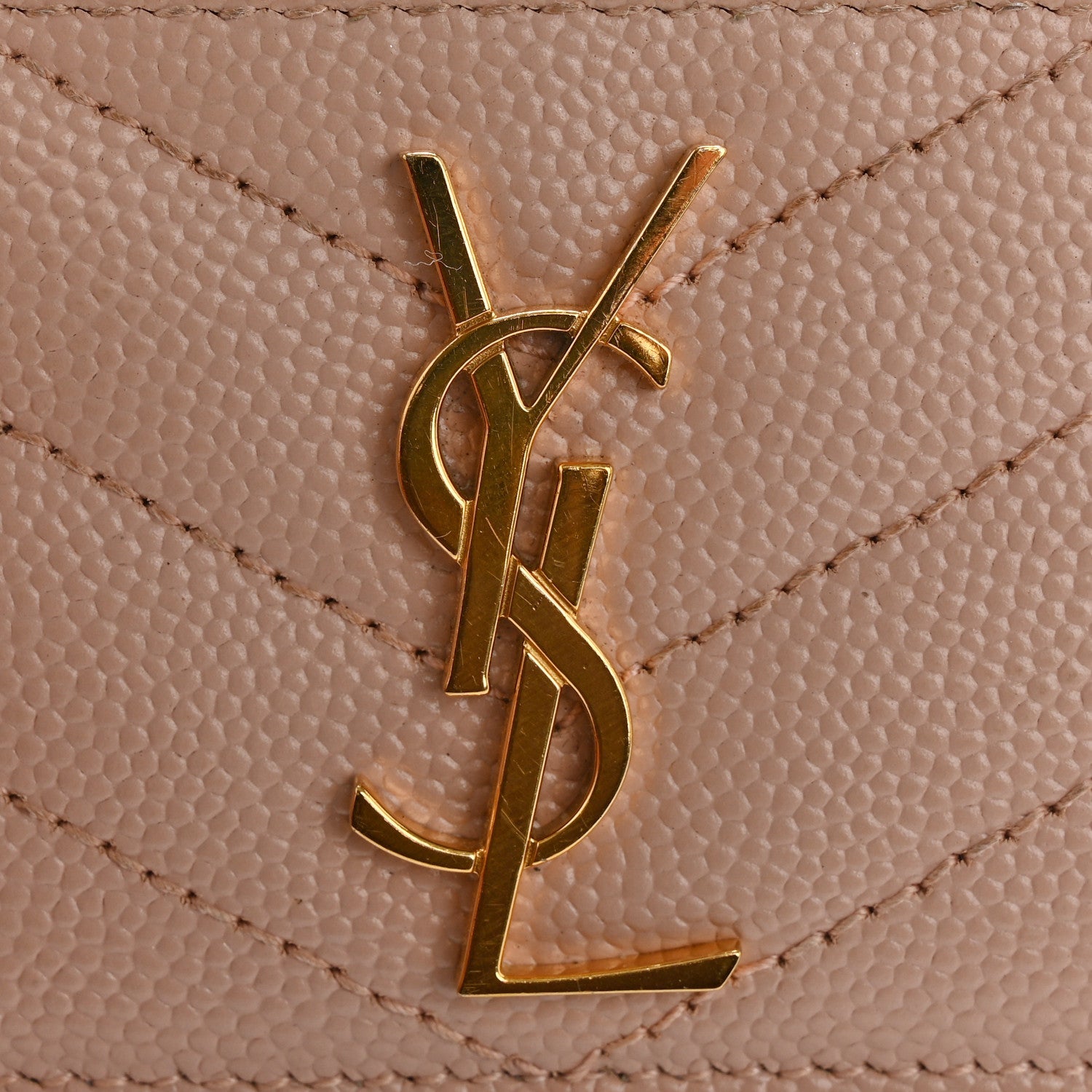 Saint Laurent Grain De Poudre Matelasse Chevron Monogram Credit Card Case Pale Pink 10 of 12