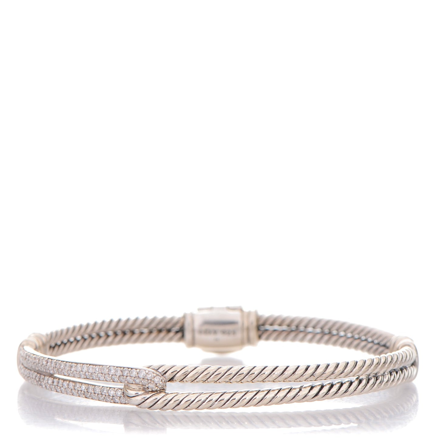 Sterling Silver Diamond 7mm Petite Pave Single Loop Labyrinth Bracelet