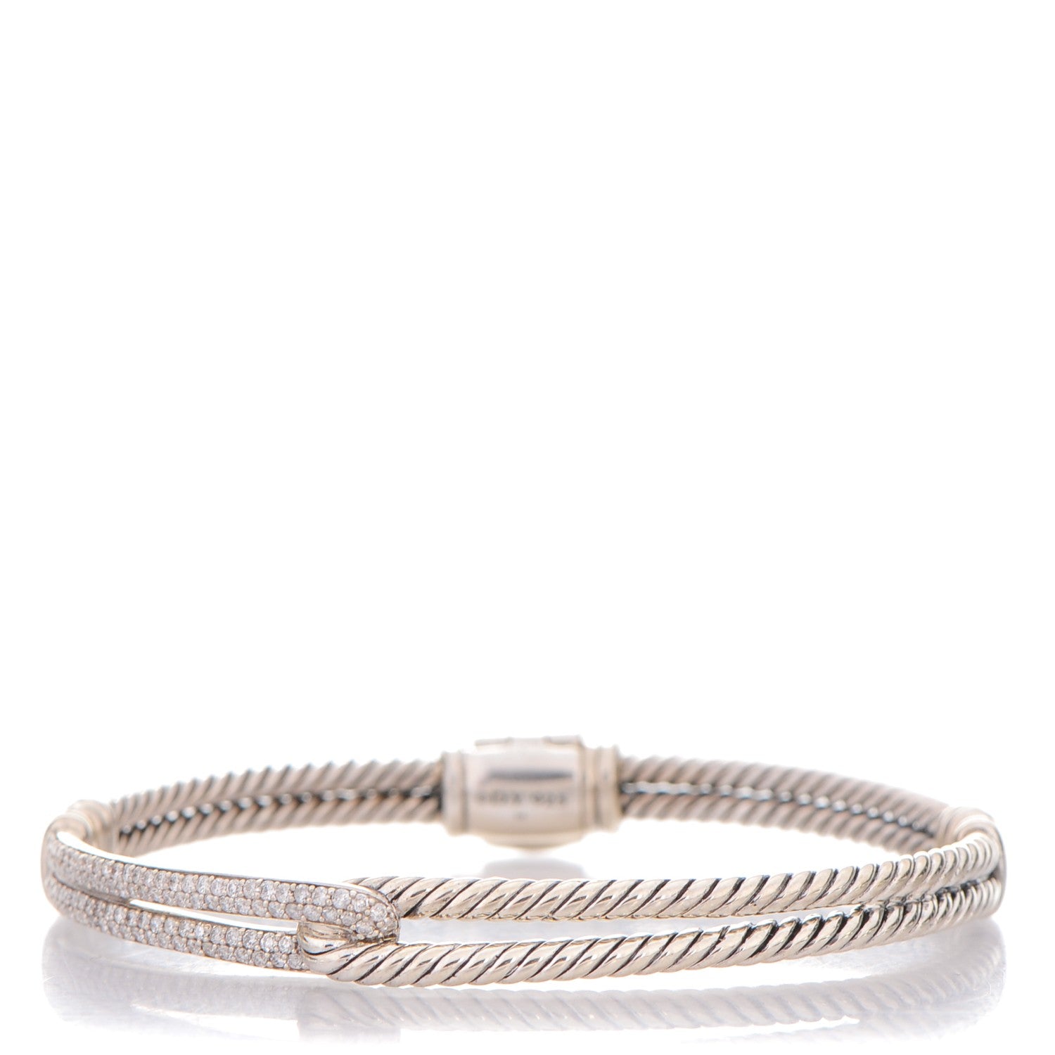 David Yurman Sterling Silver Diamond 7mm Petite Pave Single Loop Labyrinth Bracelet 1 of 4