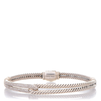 David Yurman Sterling Silver Diamond 7mm Petite Pave Single Loop Labyrinth Bracelet 1 of 4