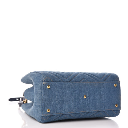 Gucci Denim Matelasse Small Pearly GG Marmont Tote Blue 4 of 13