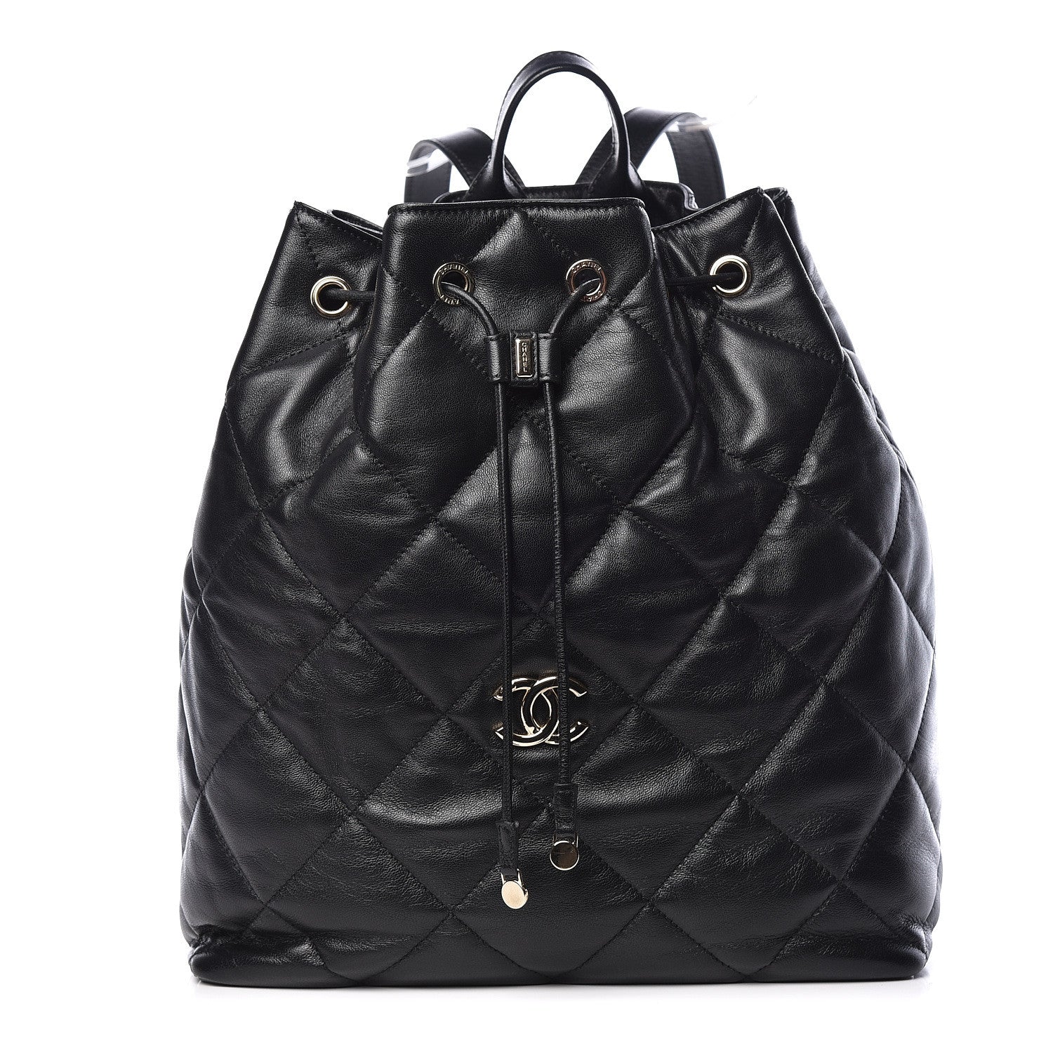 Chanel Lambskin Quilted Drawstring Backpack Black 1 of 11