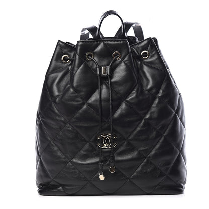 Chanel Lambskin Quilted Drawstring Backpack Black 1 of 11
