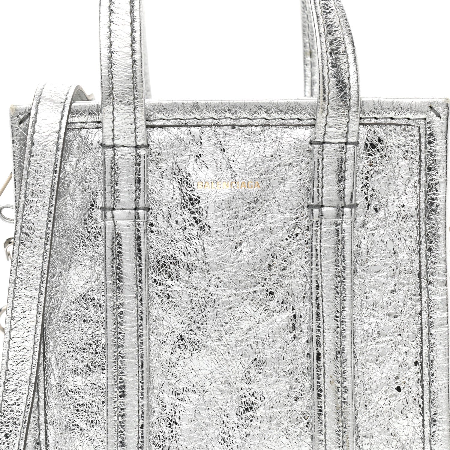 Balenciaga Metallic Calfskin XXS Bazar Shopper Tote Silver Hardware 8 of 10