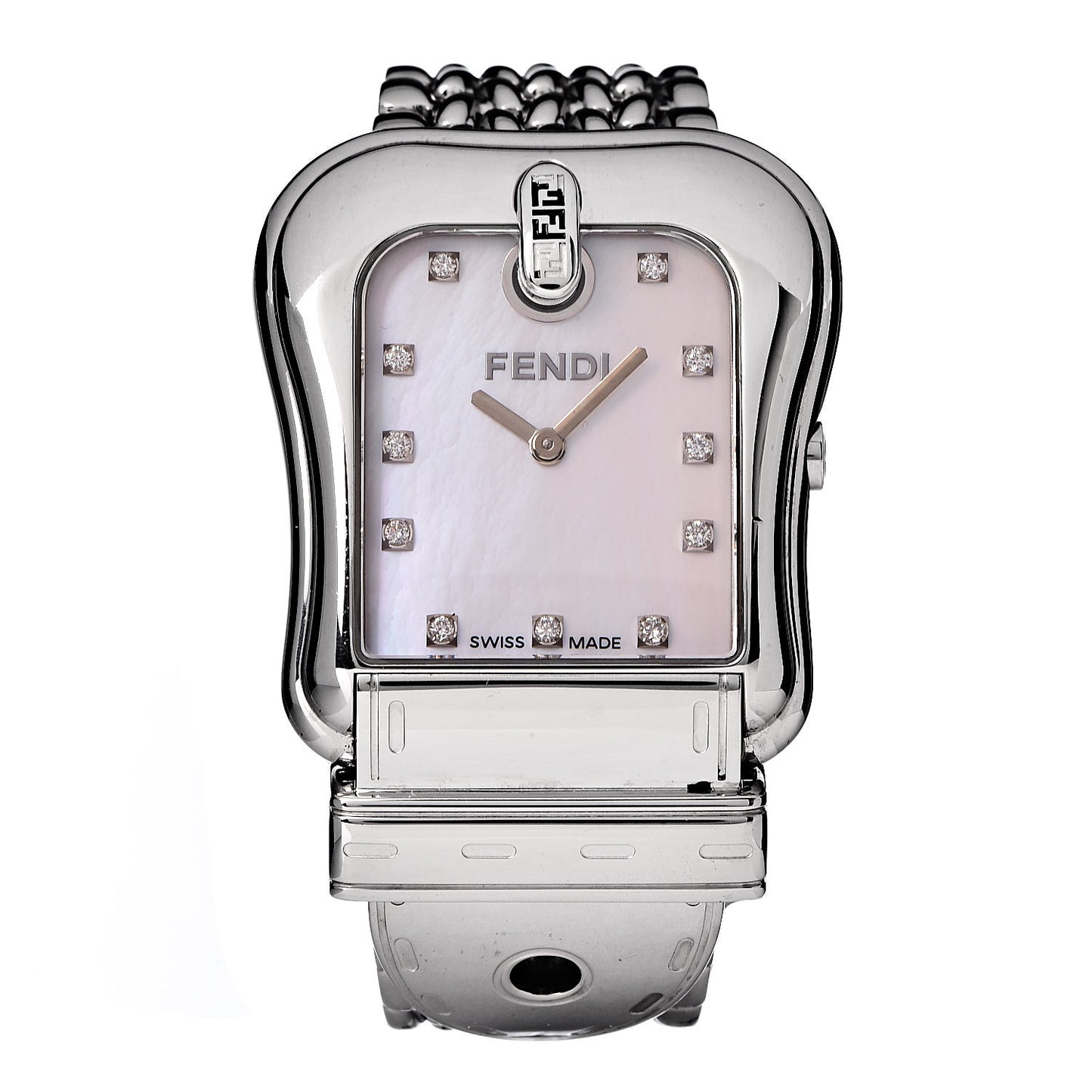 Stainless Steel Diamond Pink Mother of Pearl 33mm Buckle Quartz Watch