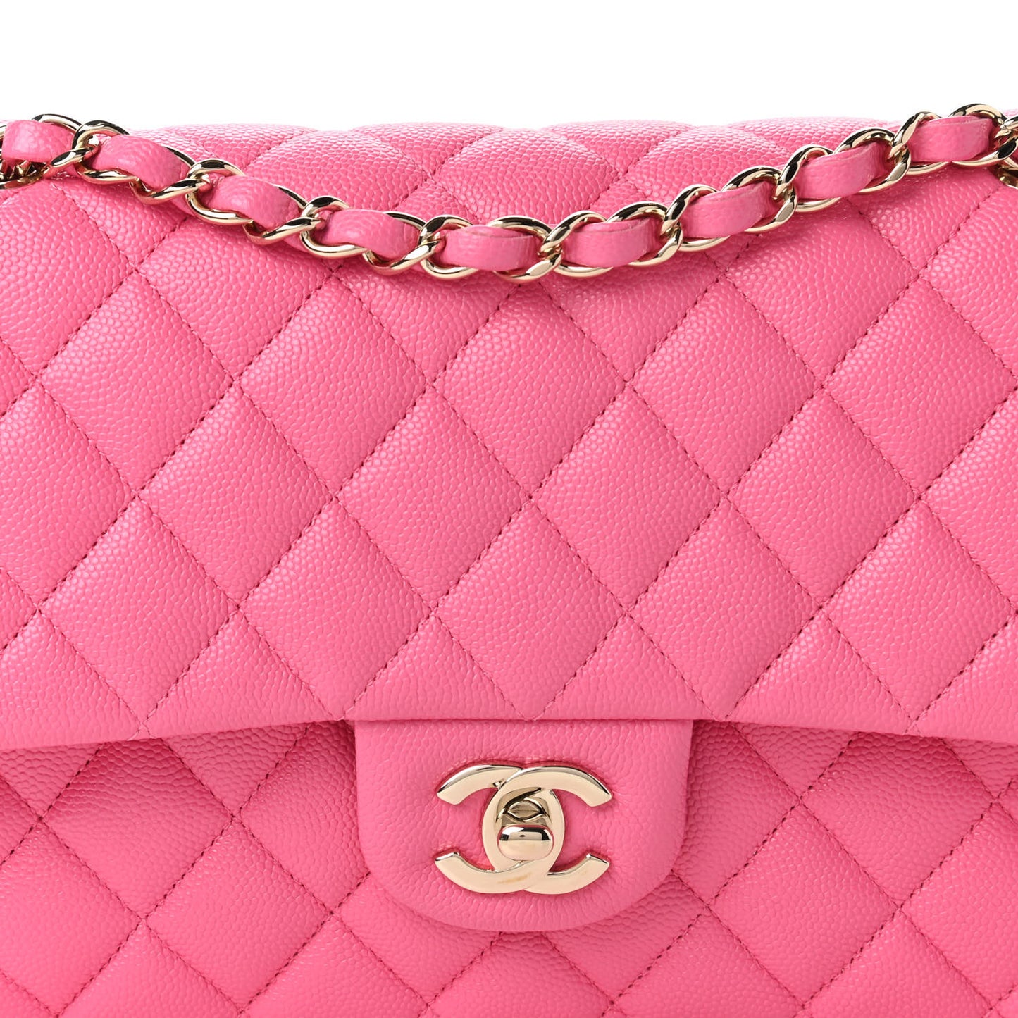 Caviar Quilted Medium Double Flap Pink