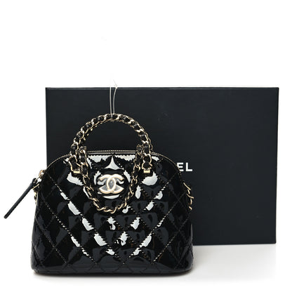 Chanel Patent Calfskin Quilted Shiny Coco Clutch With Chain Black 11 of 11