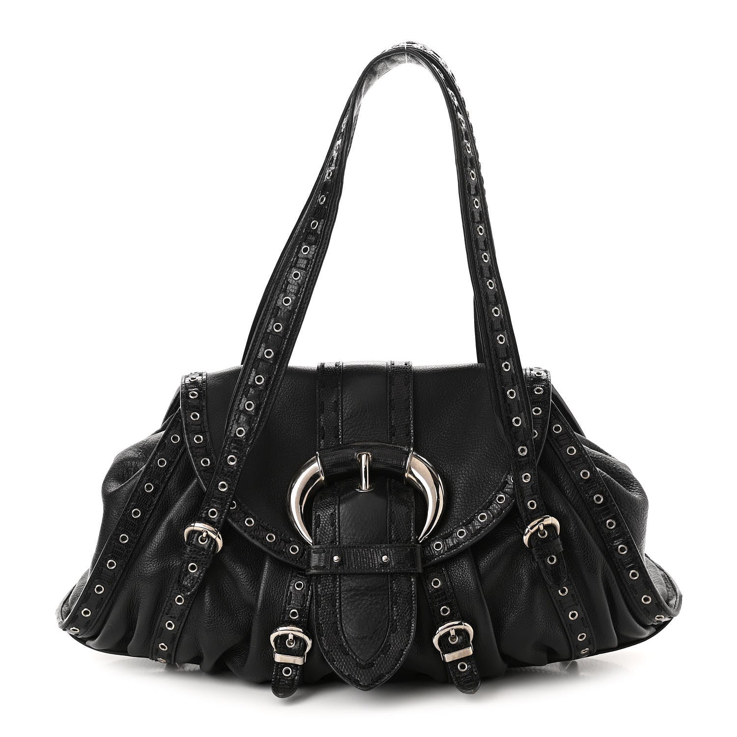 Christian Dior Calfskin Lizard Shoulder Bag Black 1 of 11