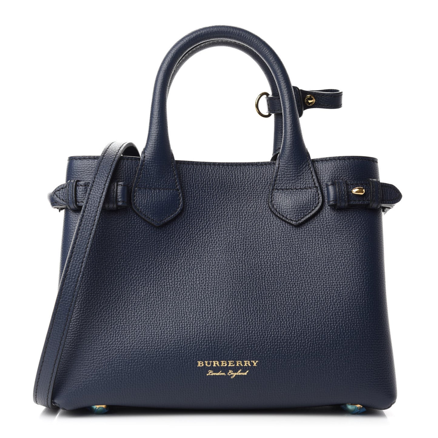 Grainy Calfskin House Check Baby Banner Tote Ink Blue