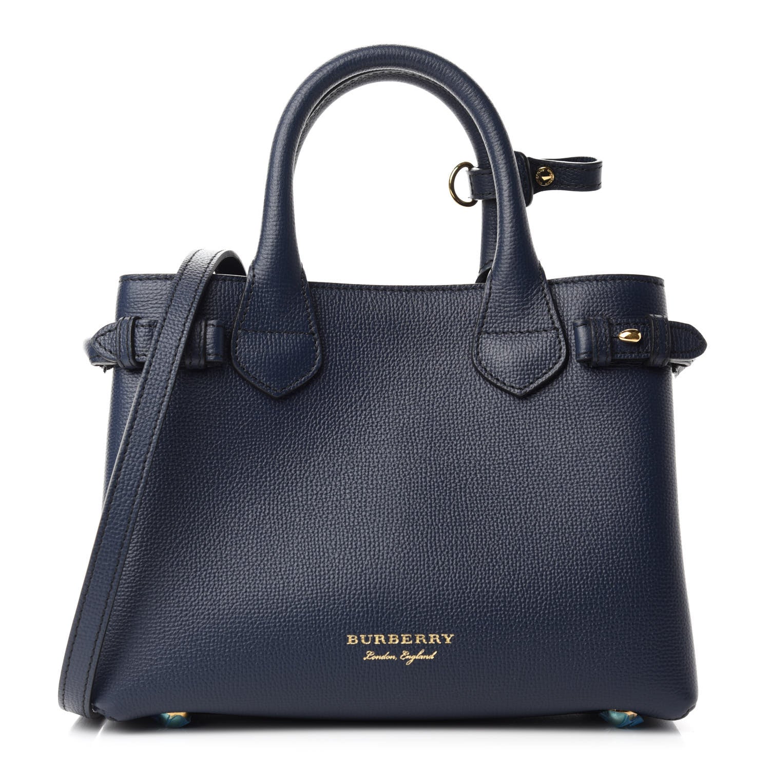 Burberry Grainy Calfskin House Check Baby Banner Tote Ink Blue 1 of 11