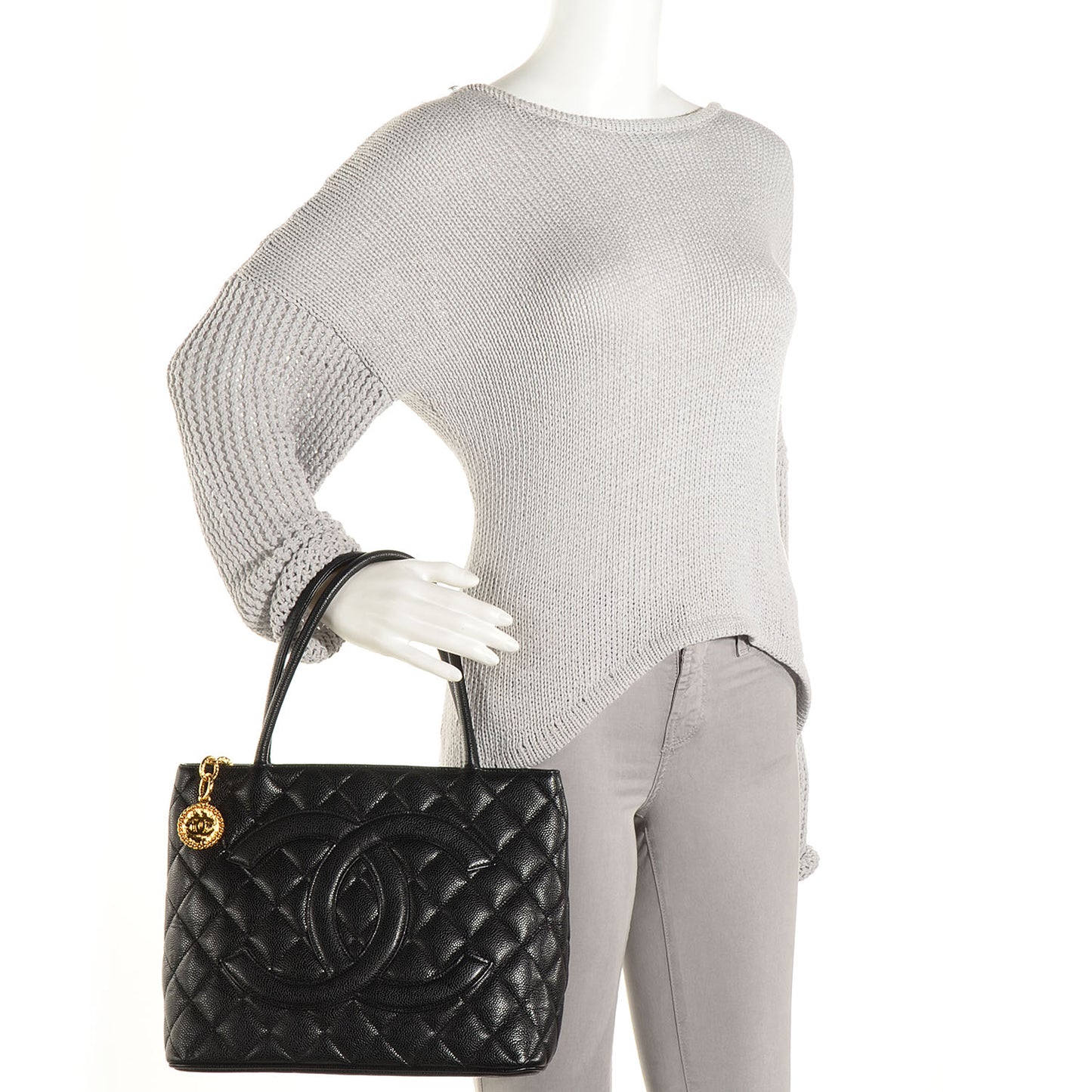 Caviar Medallion Tote Black