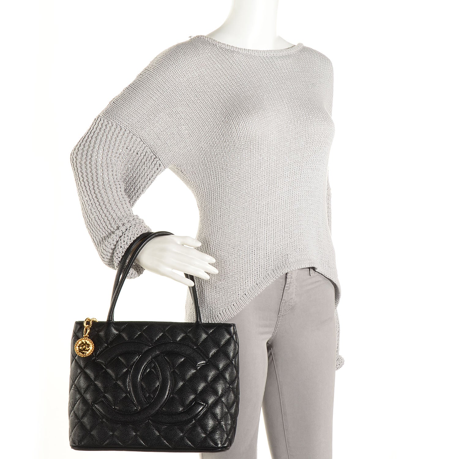 Chanel Caviar Medallion Tote Black 2 of 8