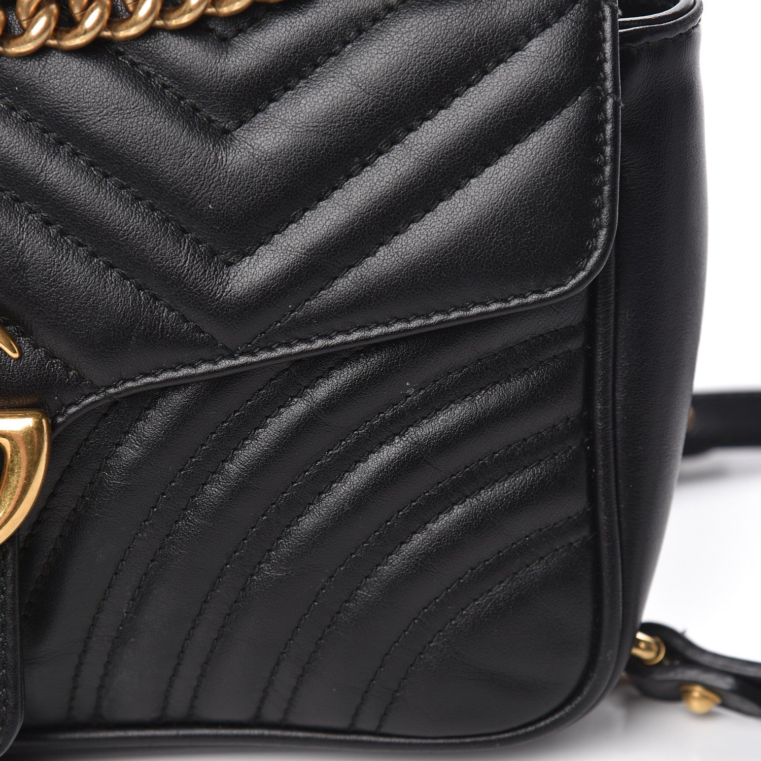 Gucci Calfskin Matelasse Small GG Marmont Shoulder Bag Black 17 of 19