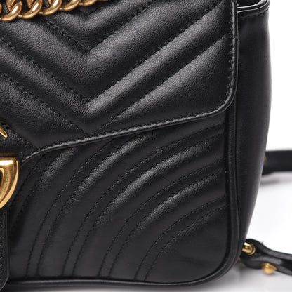 Gucci Calfskin Matelasse Small GG Marmont Shoulder Bag Black 17 of 19