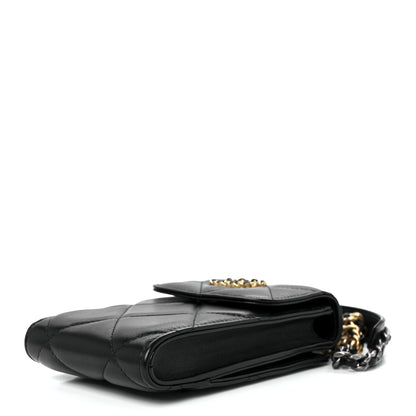 Chanel Lambskin Quilted Chanel 19 Phone Holder With Chain Black 10 of 12