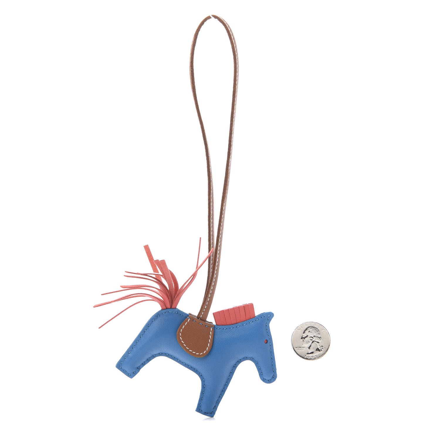Hermes Milo Lambskin Grigri Rodeo Horse Bag Charm PM Blue Zanzibar Rose Texas Gold 2 of 5