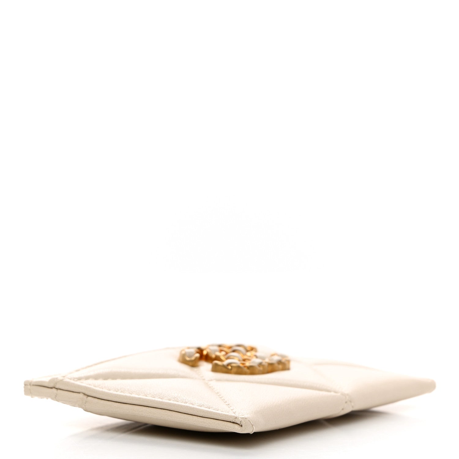 Chanel Lambskin Quilted Chanel 19 Card Holder Light Beige 4 of 9